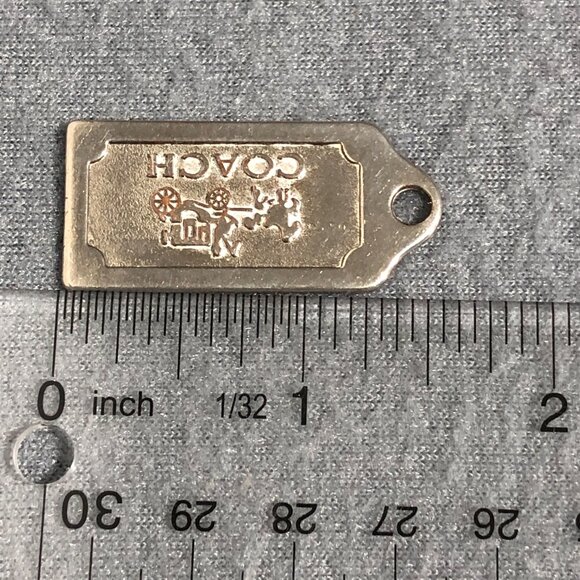 COACH 2" SILVER METAL EMBOSSED HORSE & CARRIAGE (RARE) BAG CHARM/HANG TAG/KEYFOB - Picture 3 of 3